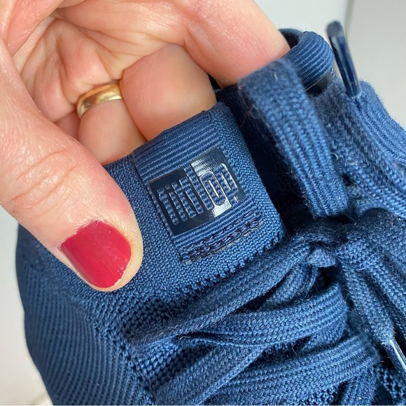 FitFlop High Top Sneakers Womens Size 9 - 9.5 Navy Blue Slip On Rally Mesh Knit - Picture 6 of 10